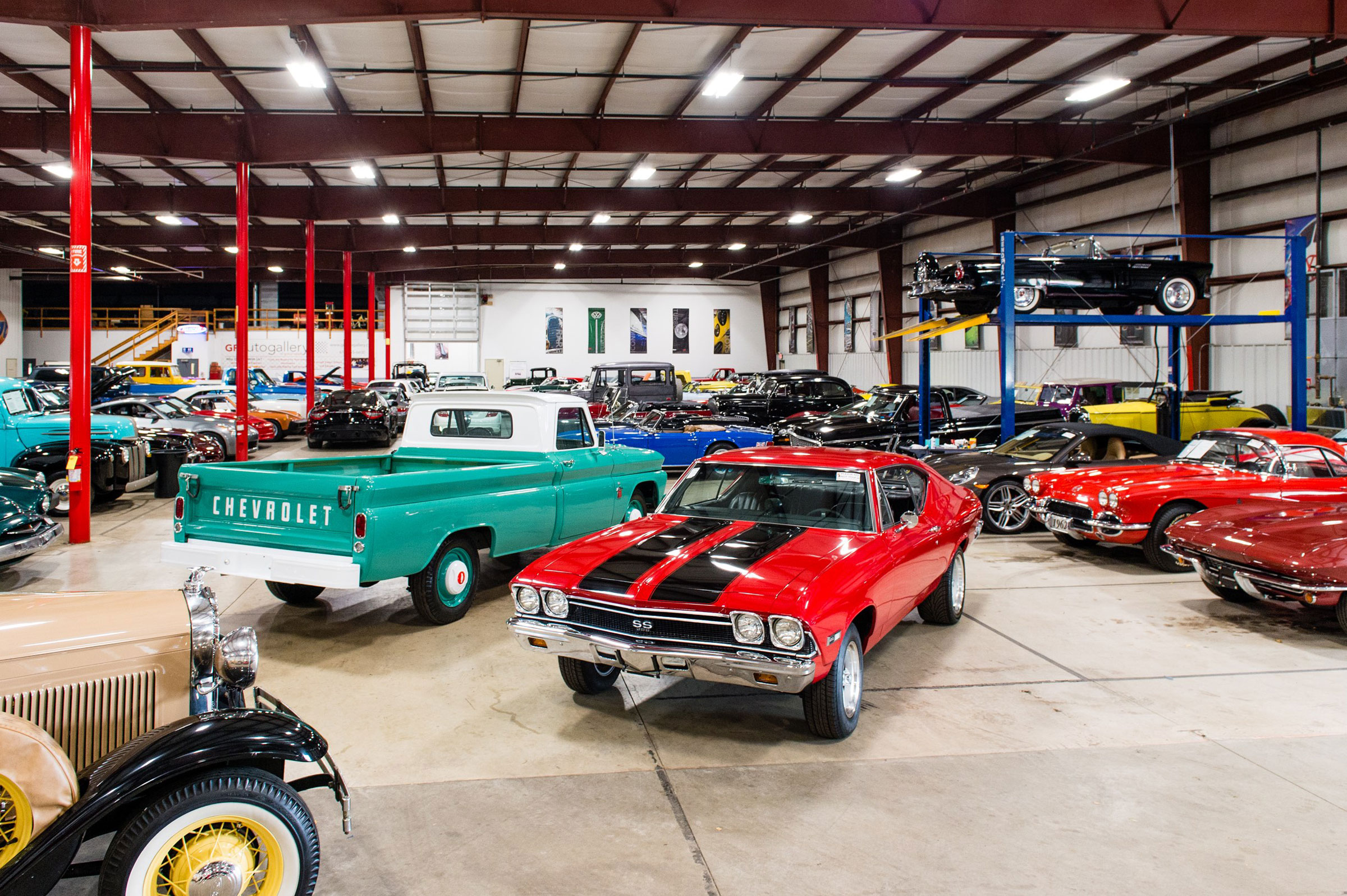 Showroom with classic cars
